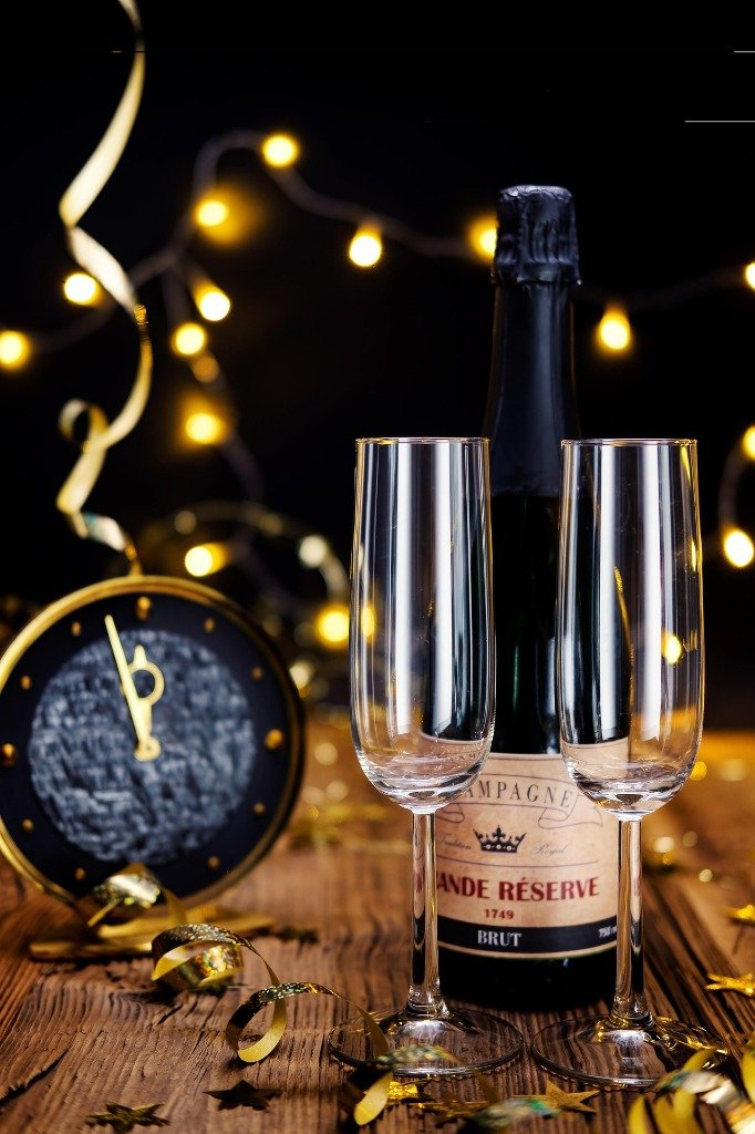 Champagne bottle with flutes for celebrations and gifting